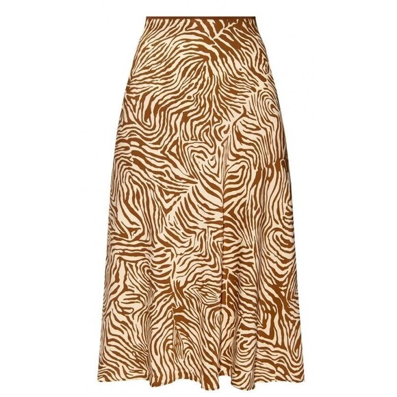 GC Women's L Samsøe Samsøe Alsop Skirt AOP 8325 Mountain Zebra Midi A-Line EUC! - Picture 1 of 14